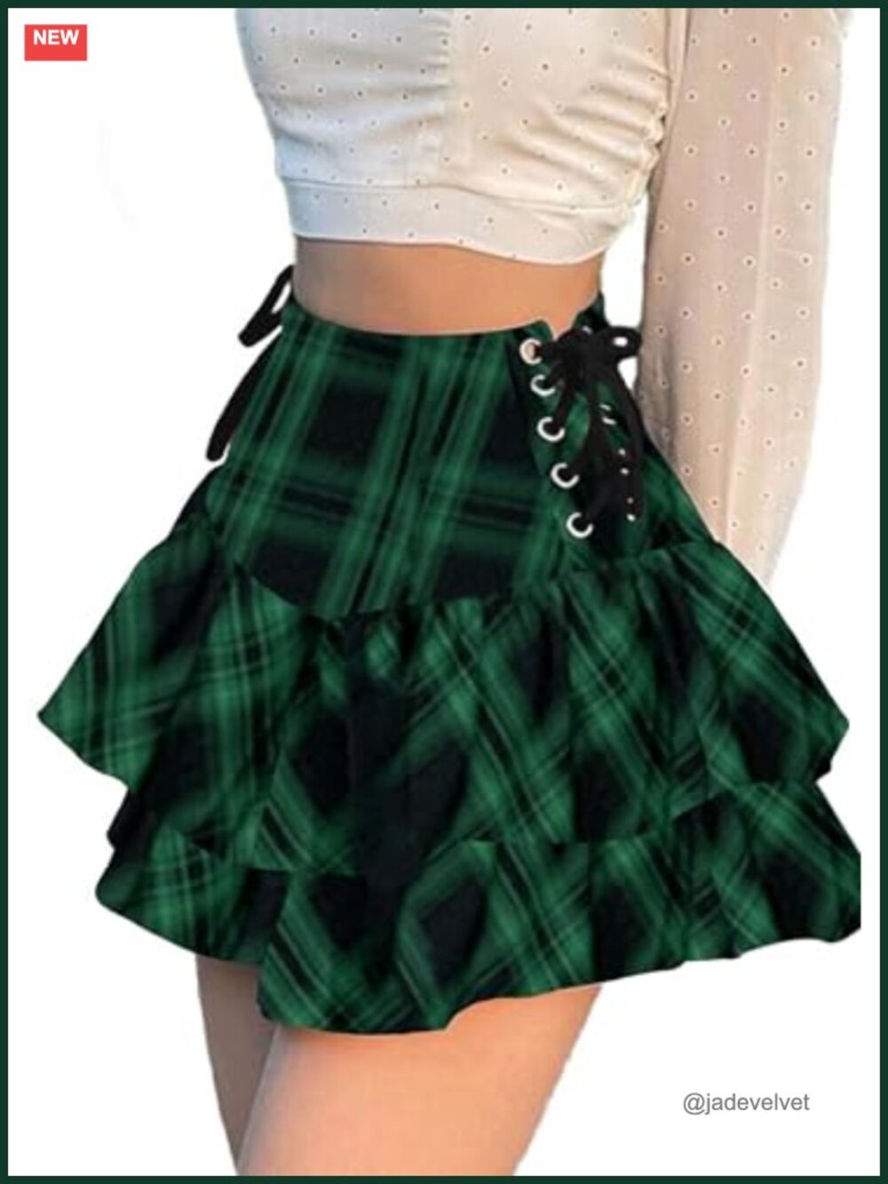 Gothic Ruffle Mini Skirt High Waisted Lace Up A-Line Party